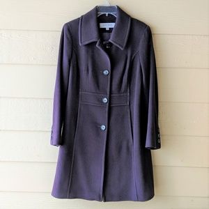 Anne Klein Lambswool Cashmere Coat Purple 12P